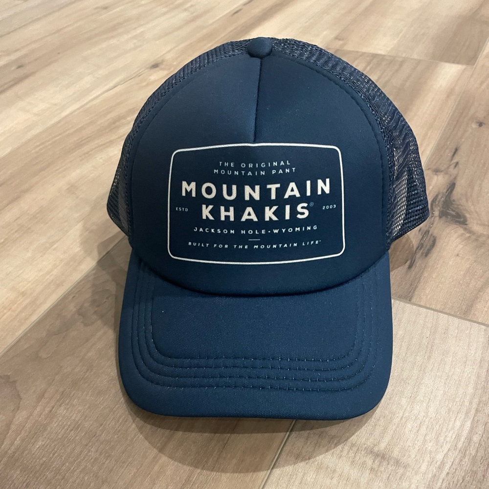 Mountain Khakis new foam SnapBack trucker hat mesh back blue Jackson hole Wy